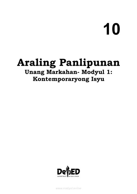 araling panlipunan 10 learners module.